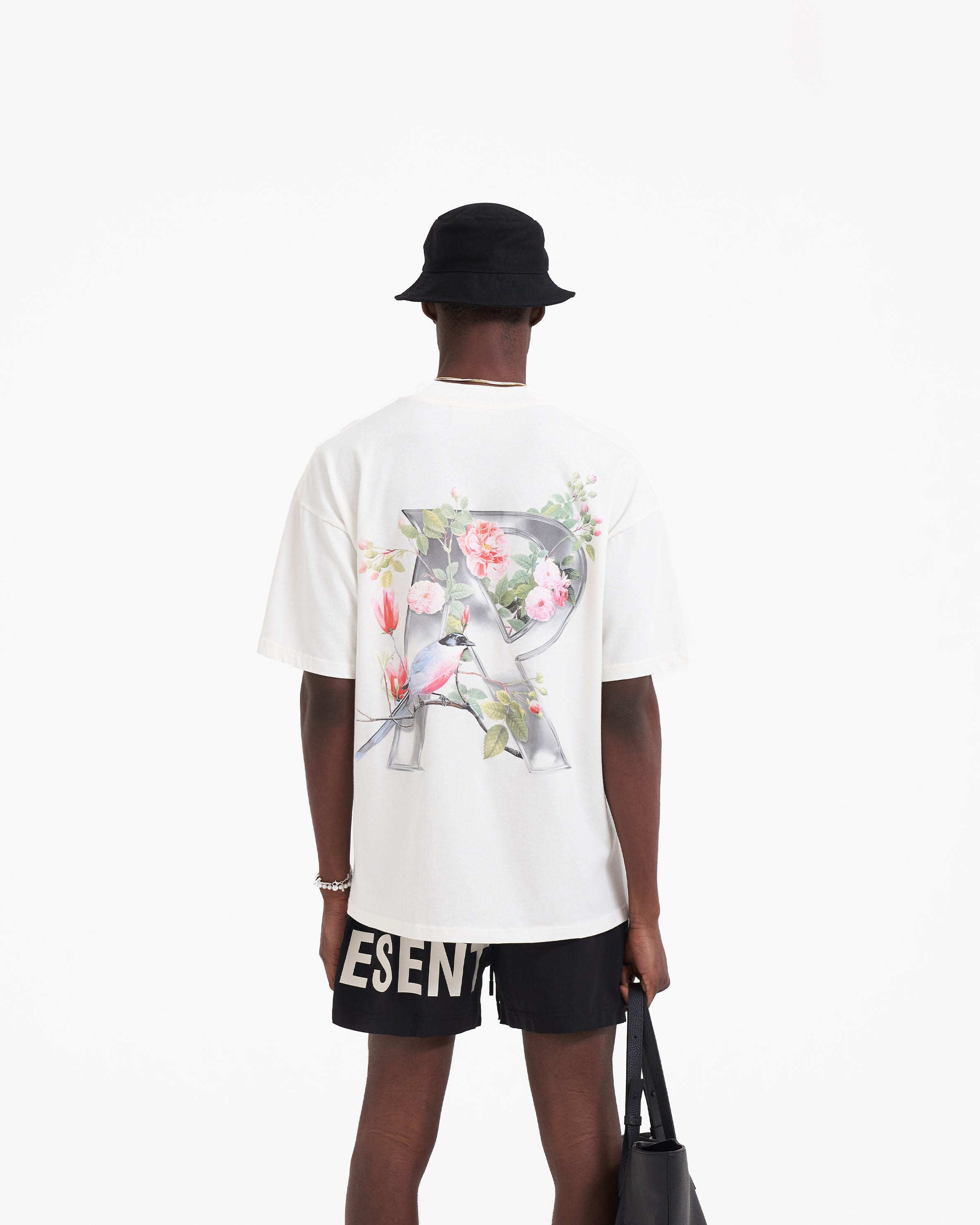 Floral Initial T-Shirt - Flat White